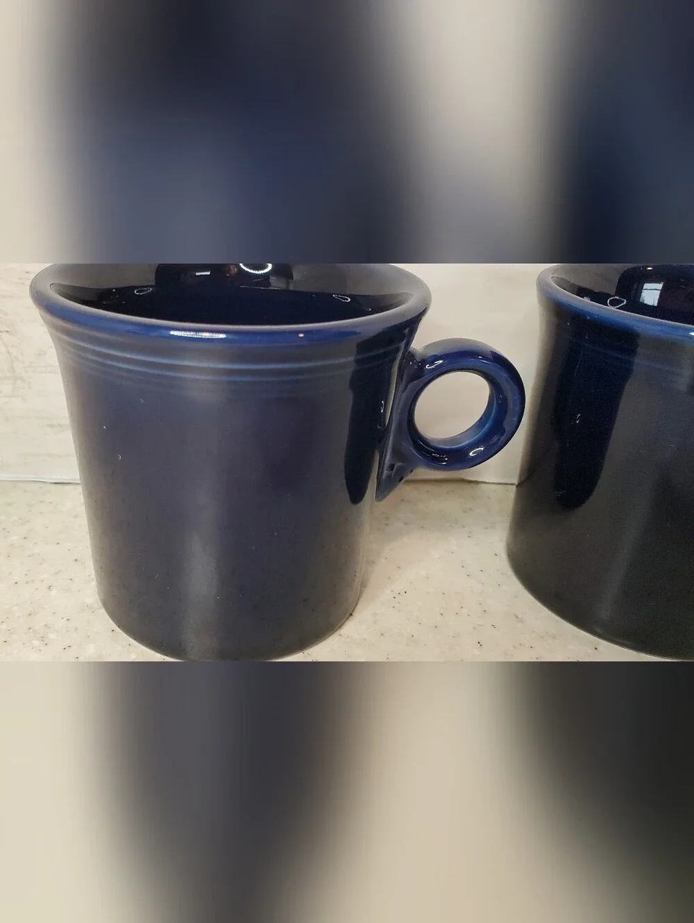 Fiesta Homer Laughlin Cobalt Blue Coffee Mugs Set of 2 USA Vintage Ceramic